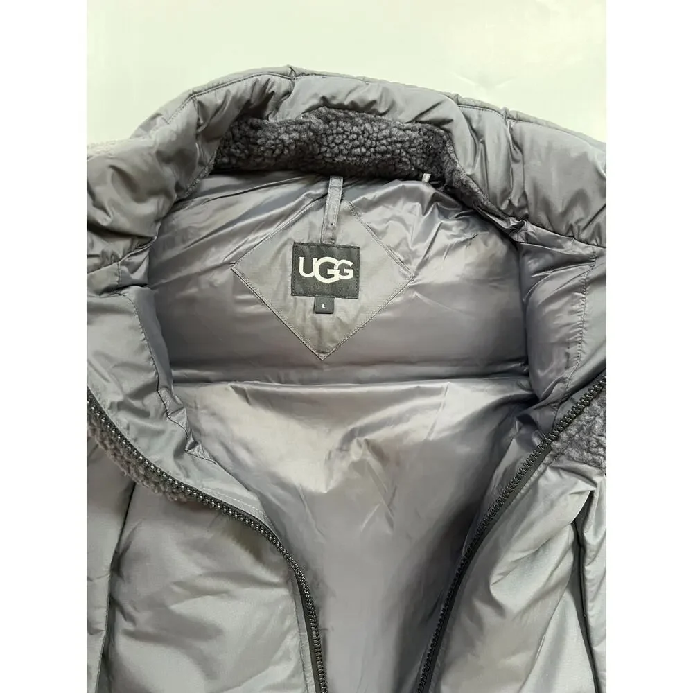 UGG Men's Zoltan Sherpa Puffer Vest Gray Size L NWT